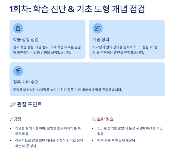수업 직후 제공되는 수업 리포트